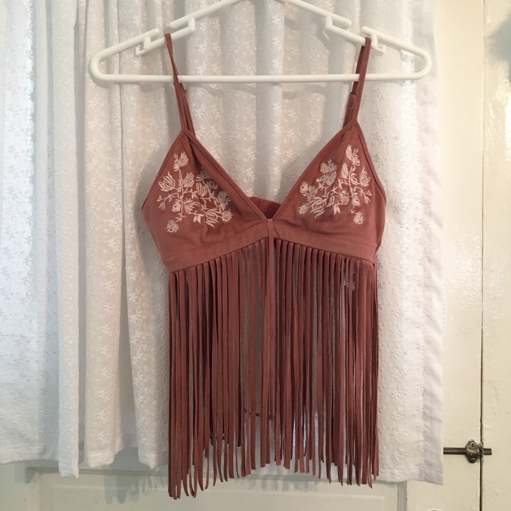 Pink fringe Bralette Festival